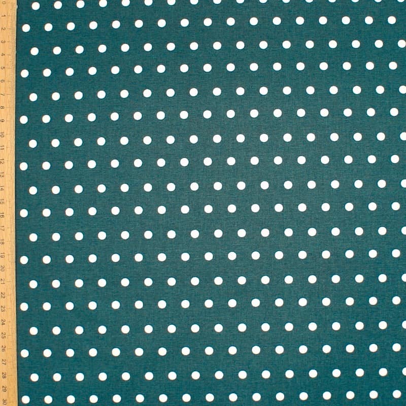 Coated cotton with dots - peacock blue