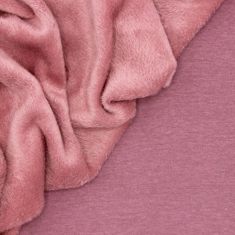 Sweat fabric with minky backside - old pink