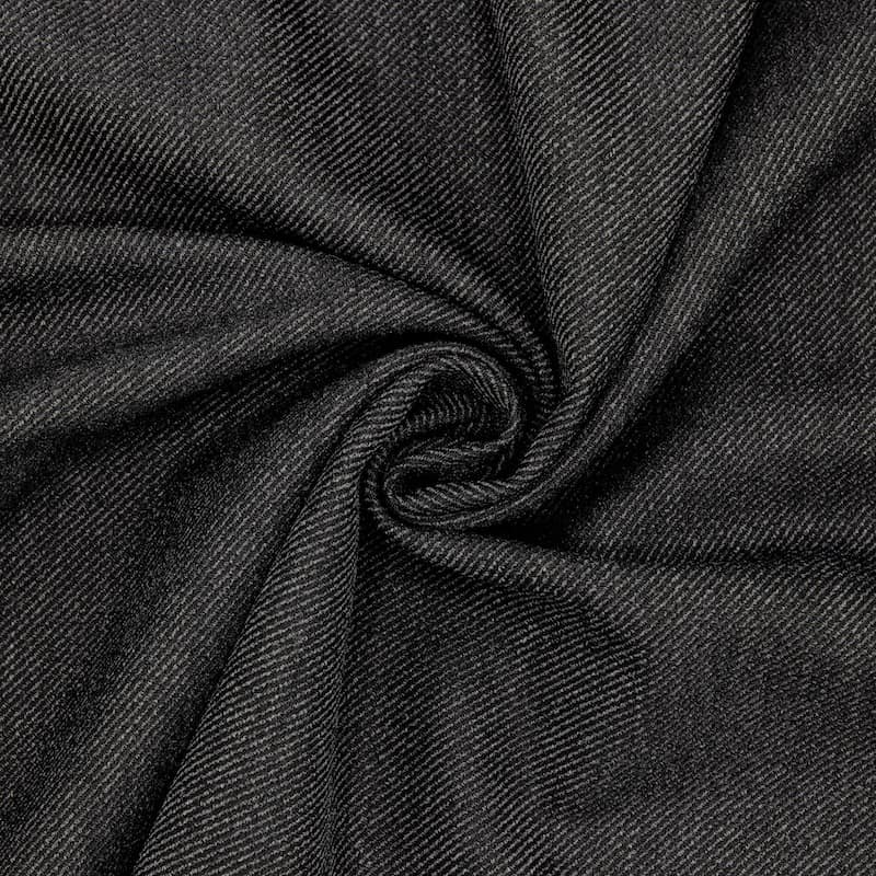 Extensible twill fabric wool aspect - black