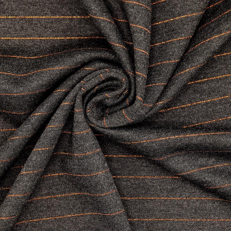 Jersey fabric copper fantasy thread - grey