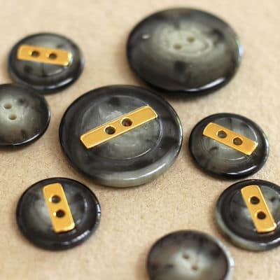 Resin button - grey and gold
