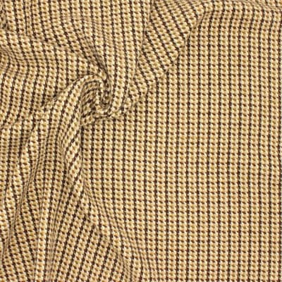 Tissu laine pied de coq beige et brun