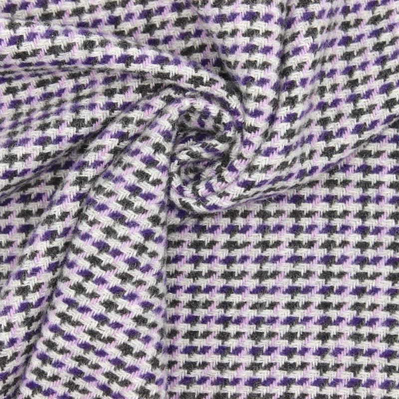 Wool with houndstooth pattern - purple and black