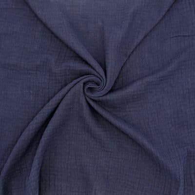 Tissu double gaze de coton bleu nuit