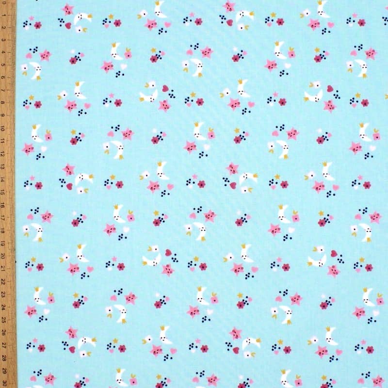 Cotton with moon and star - blue