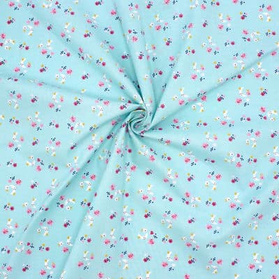 Cotton with moon and star - blue