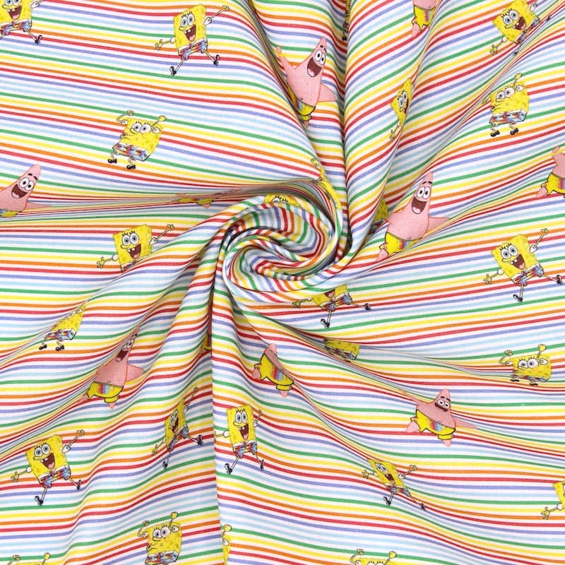 Tissu coton Bob l'éponge - multicolore
