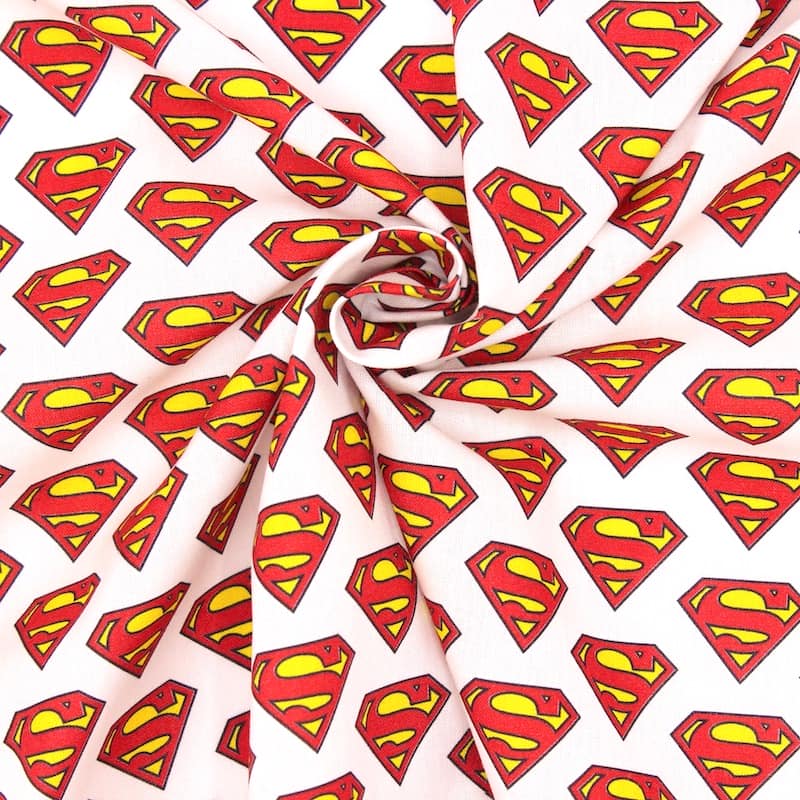 Tissu coton superman - blanc