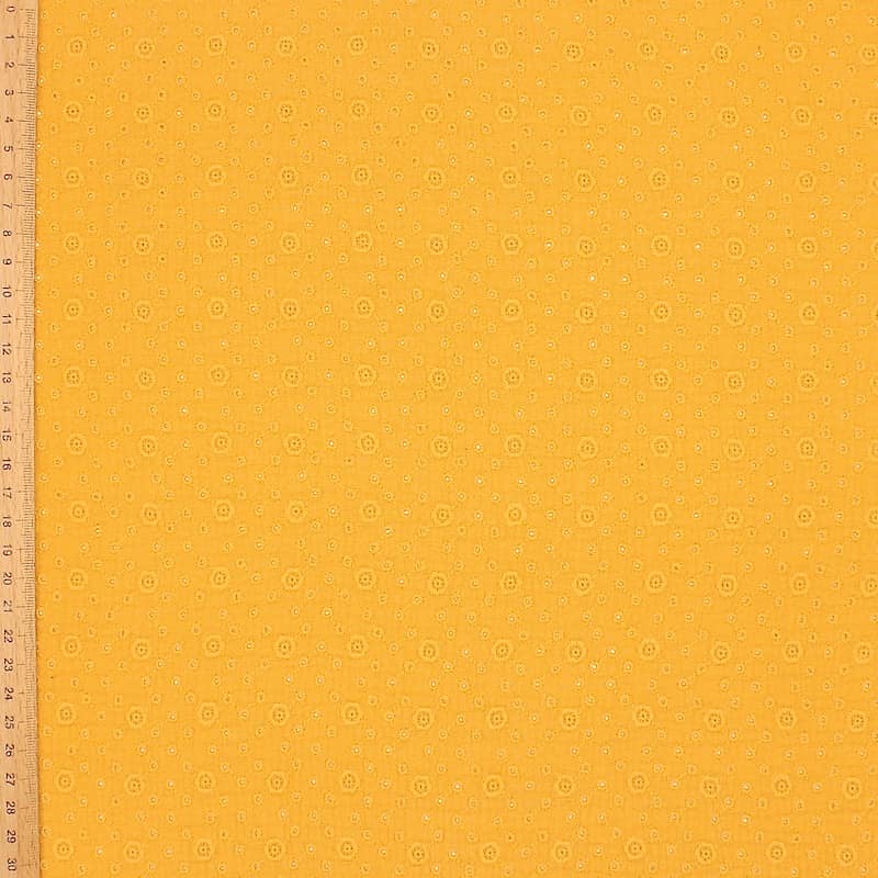 Emboidered double gauze - mustard yellow