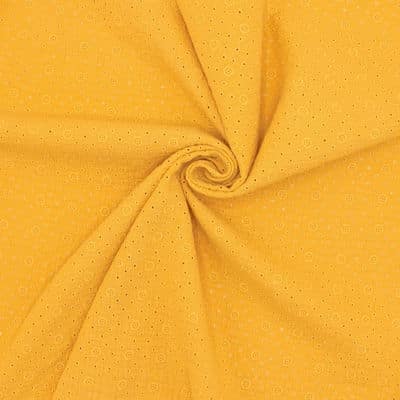 Emboidered double gauze - mustard yellow