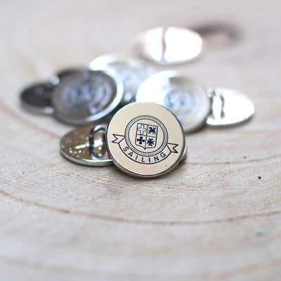Vintage button with coat of arms - silver metal