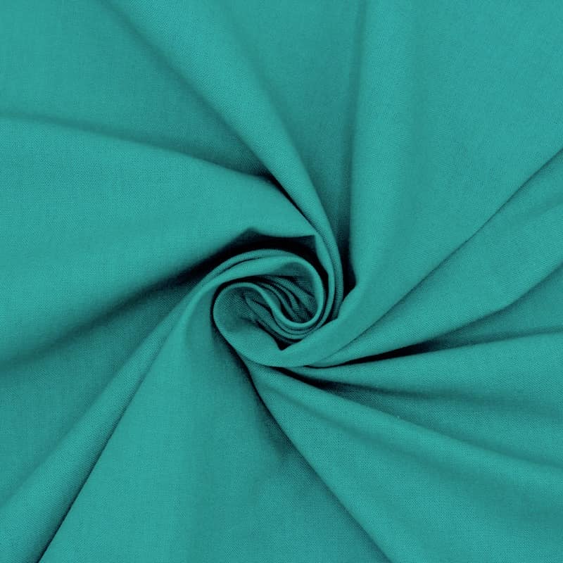 Tissu cretonne uni tourmaline bleu vert