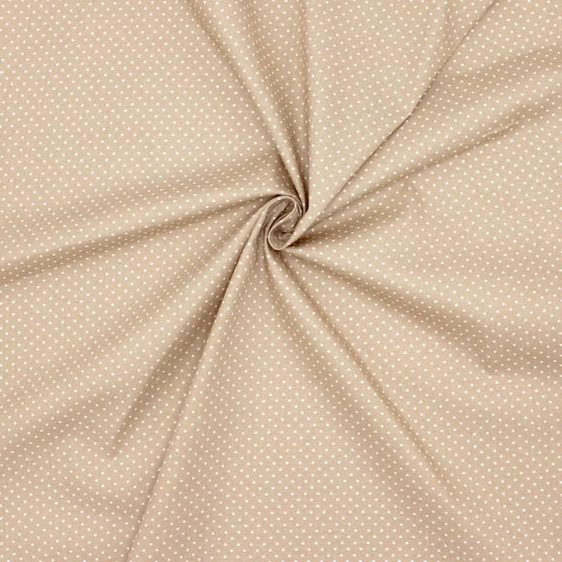 Tissu en coton pois - beige