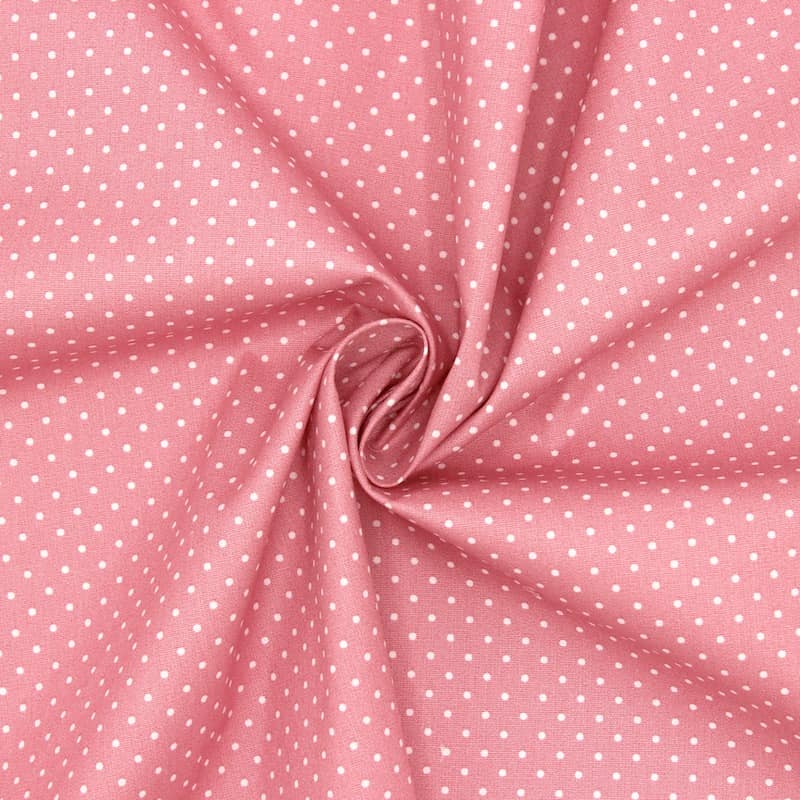 Tissu en coton pois - vieux rose