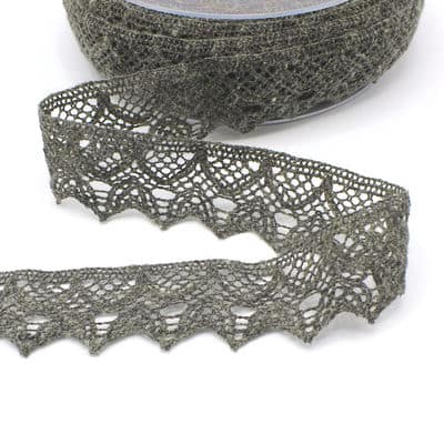 Embroidered lace ribbon - antracite