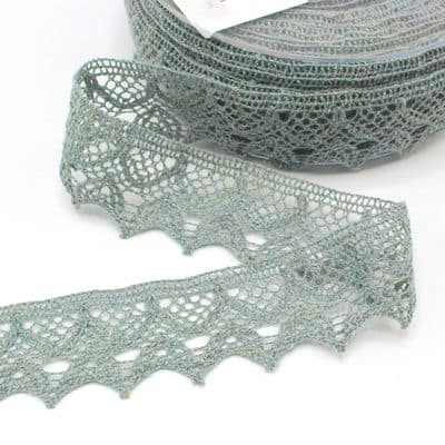 Embroidered lace ribbon - gypsy blue