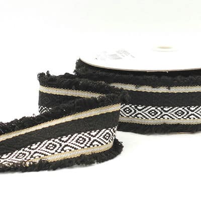 Bicolored Jacquard braid trim - black and white