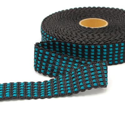 Knitted strap - teal and black