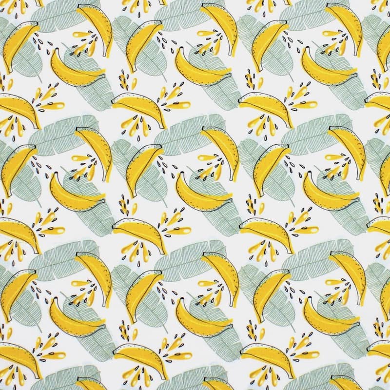 Katoen met banaan - wit