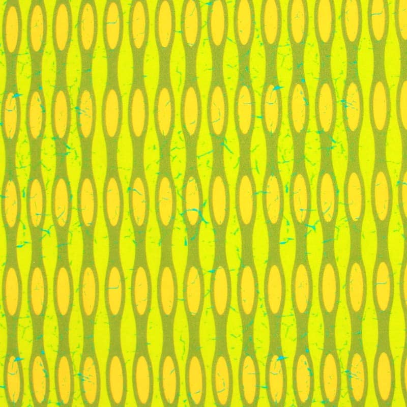 Katoen met grafische motief - limoengroen / geel
