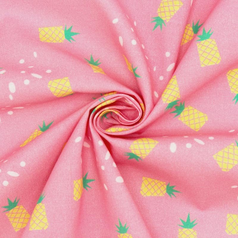 Cotton with pineapple - pink