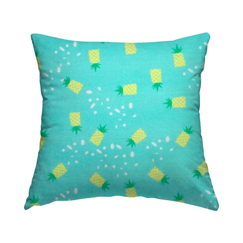 Cotton with pineapple - turquoise