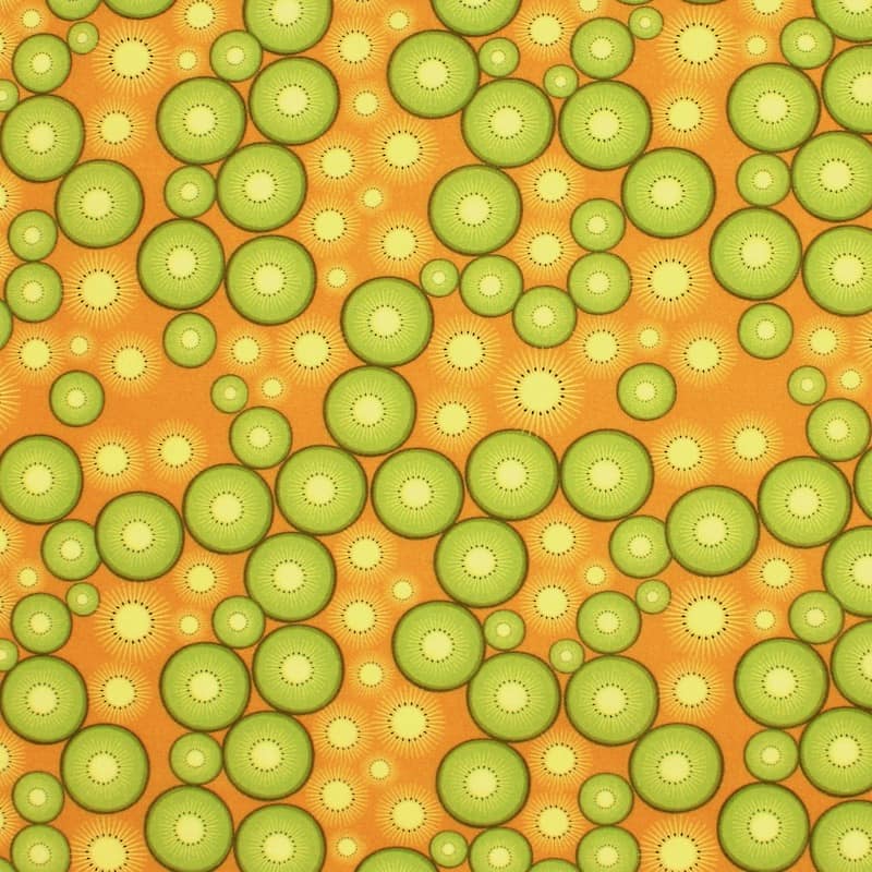 Tissu coton kiwi - orange
