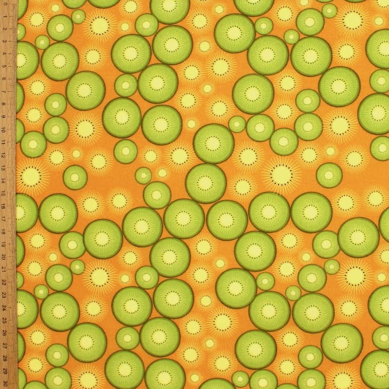 Tissu coton kiwi - orange