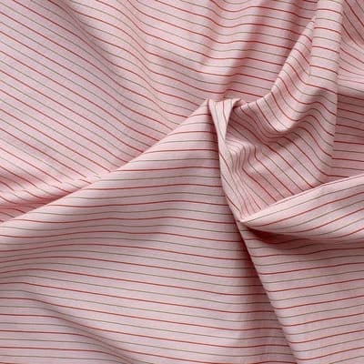 Striped fabric in cotton and polyester - pink background 