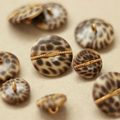 Button with leopard print - brown and gold