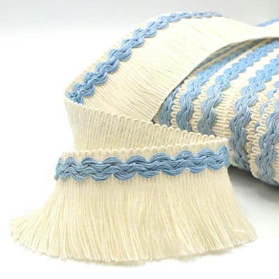 Cotton fringes - ecru, blue