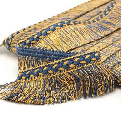 Viscose fringes - mustard yellow and blue