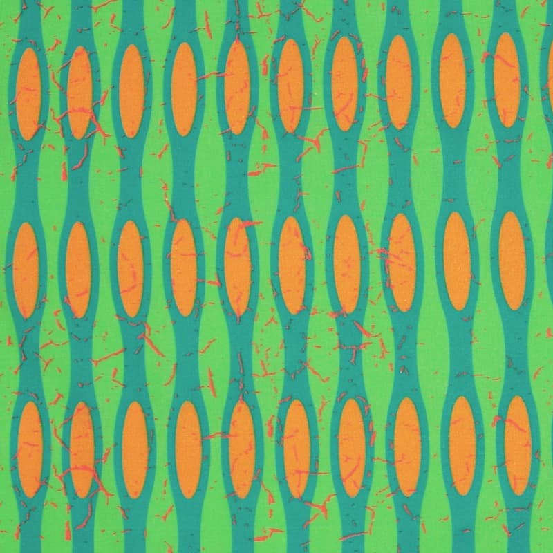 Tissu coton graphique - vert/orange