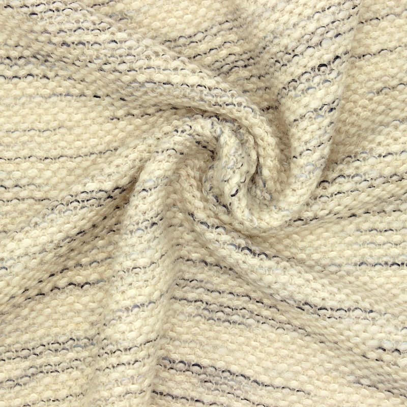 Tissu laine à bouclettes - écru