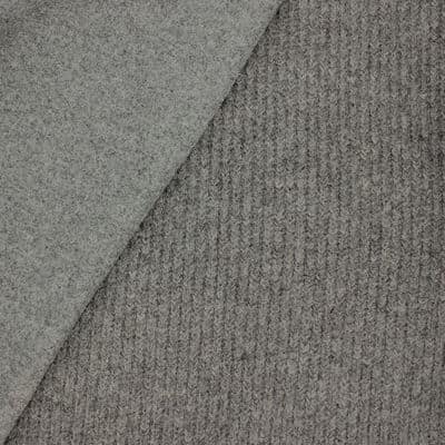 Tissu laine côtelé gris