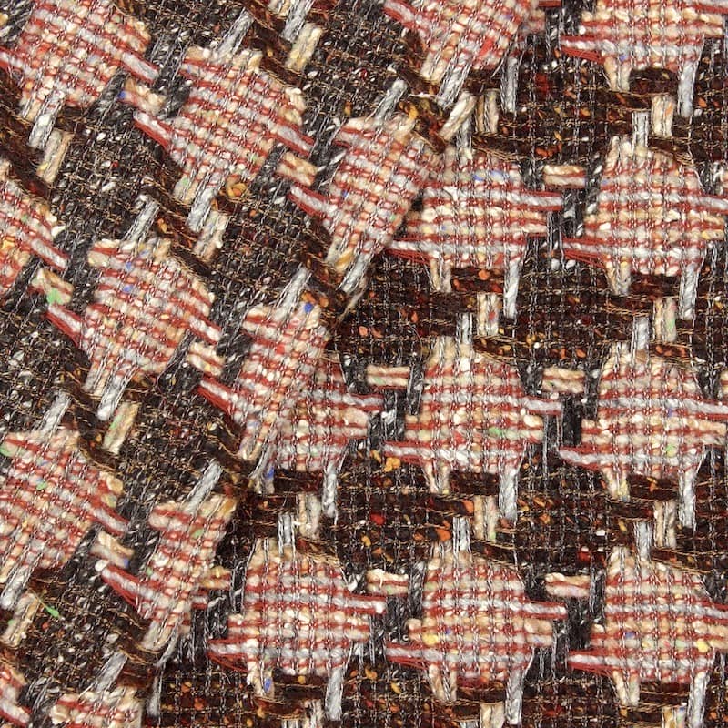 Twee-zijdige stof in wol en katoen - baksteen