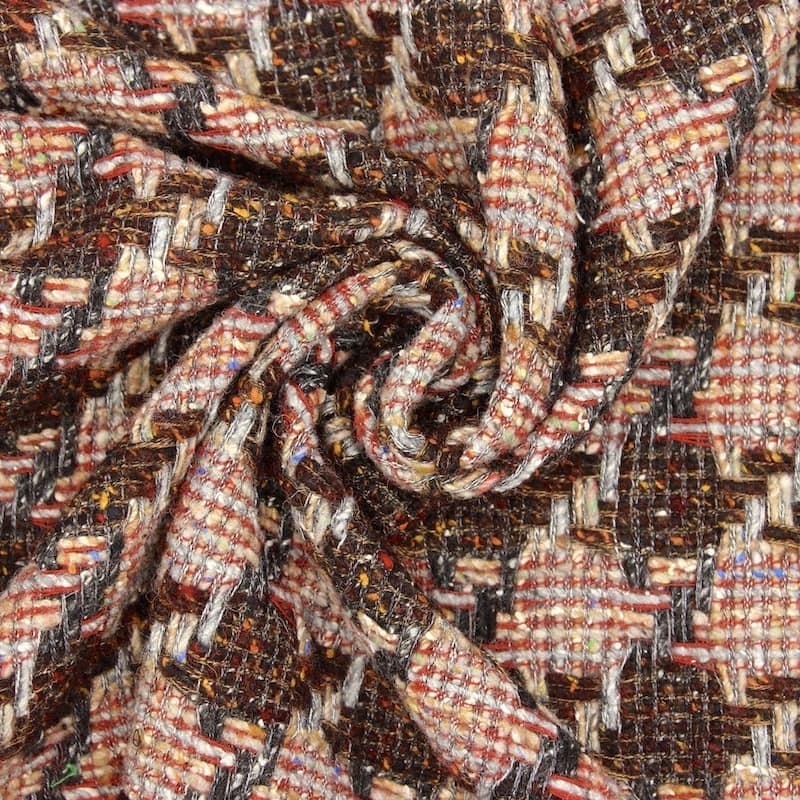 Twee-zijdige stof in wol en katoen - baksteen