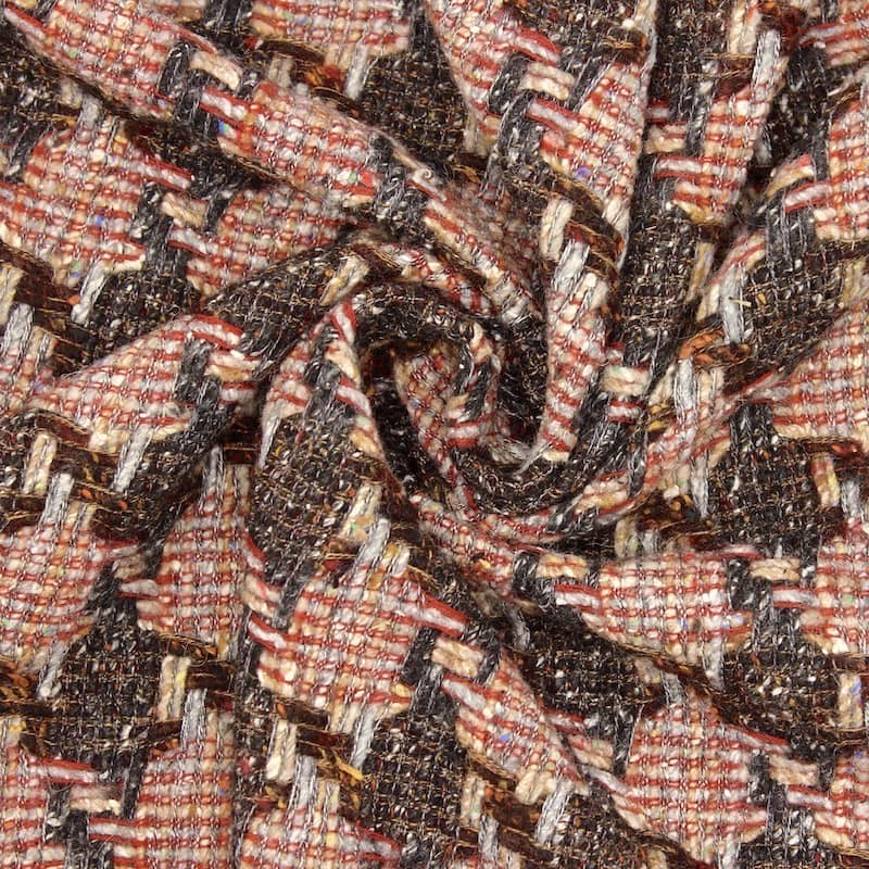 Double-sided fabric in wool and cotton - brick