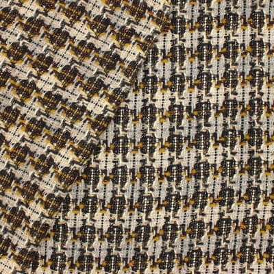 Double-sided fabric in wool and cotton - grey mustard yellow