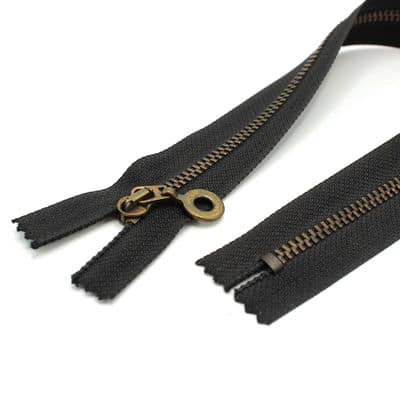 Zipper - metal bronze and black