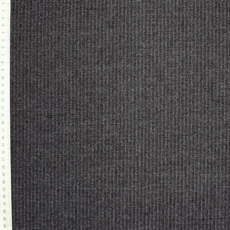 Cotton and wool fabric with herringbone pattern