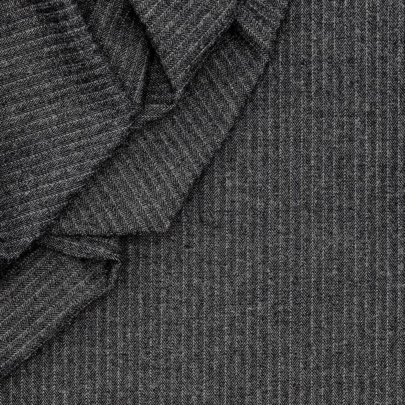 Cotton and wool fabric with herringbone pattern