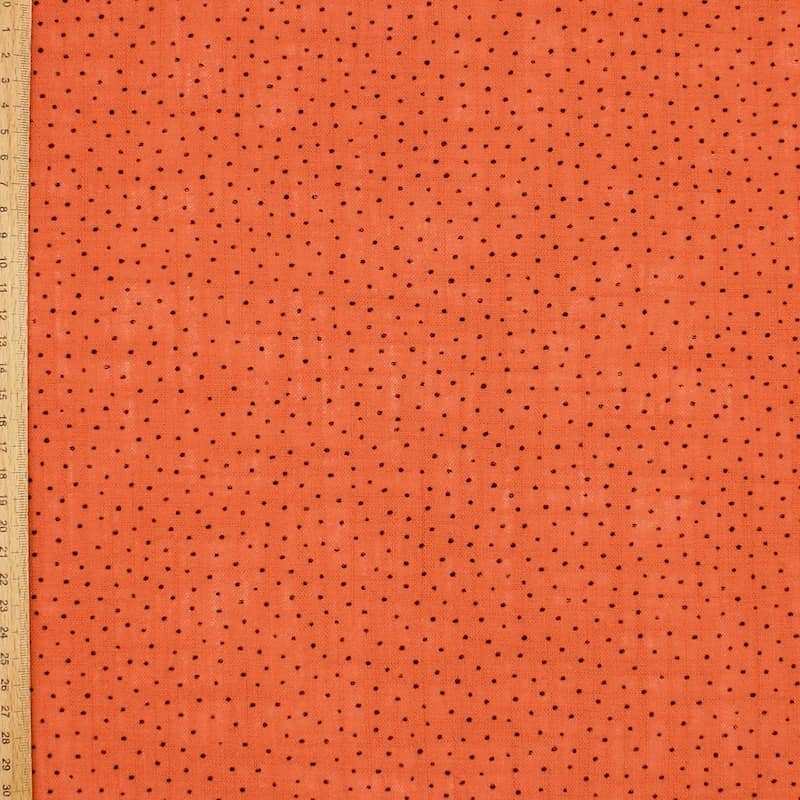 Veil of flammed cotton with dots - burnt orange