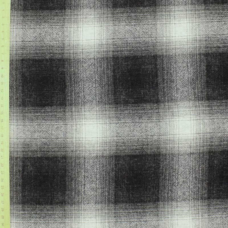 Checkered wool fabric - grey