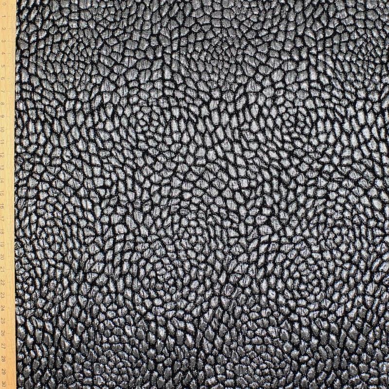 Fabric in silk and wool - black and silver