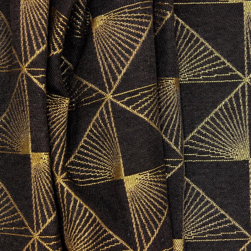 Jacquard fabric with golden pattern - black 