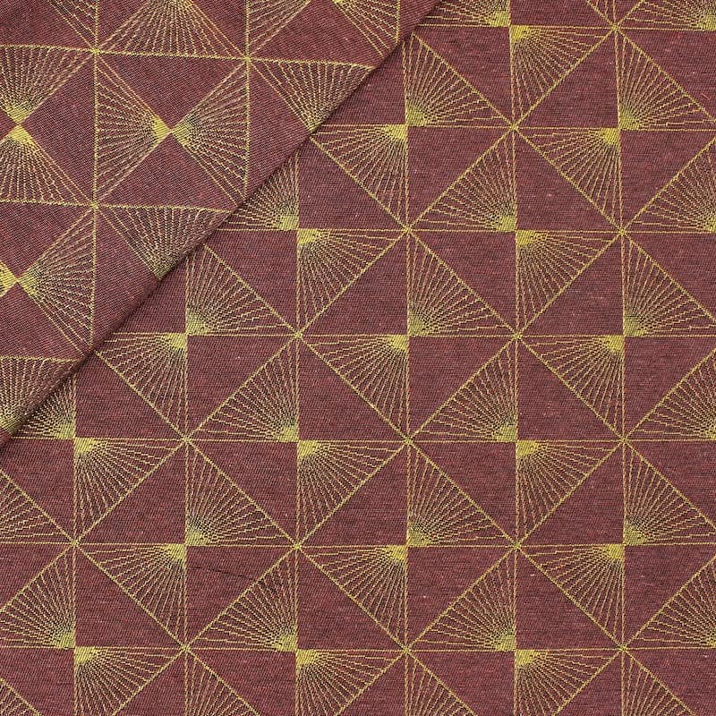 Tissu jacquard à motif doré - rose