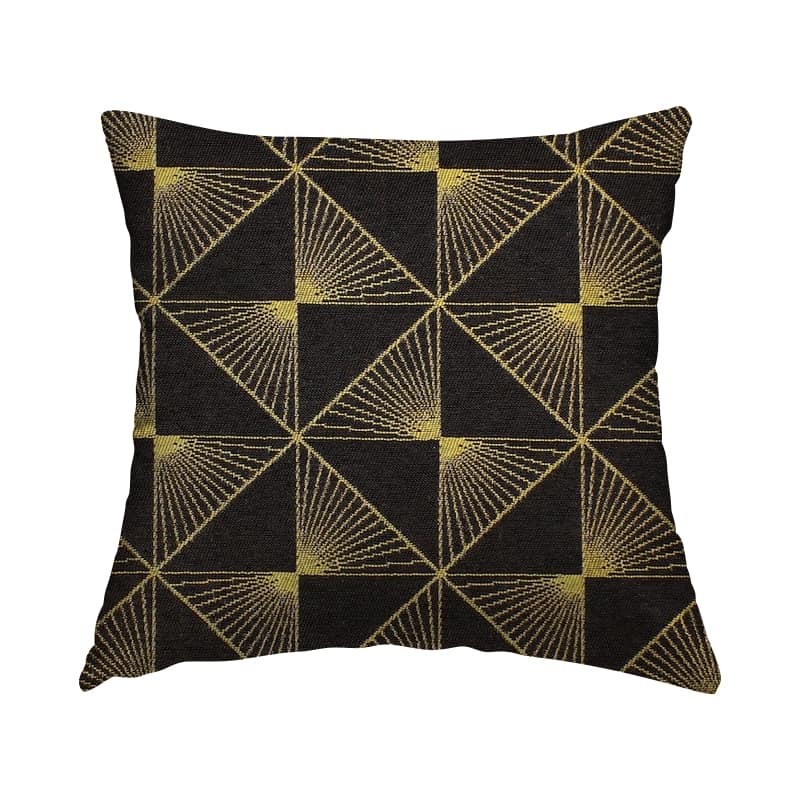 Jacquard fabric with golden pattern - black 