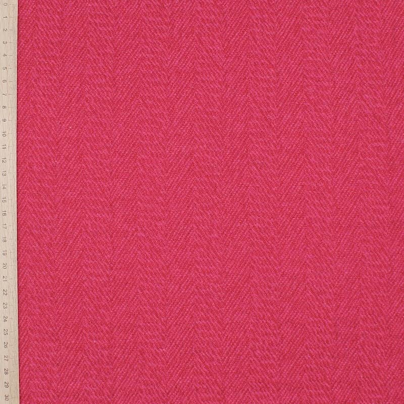 Tissu en laine et polyester rose et rouge