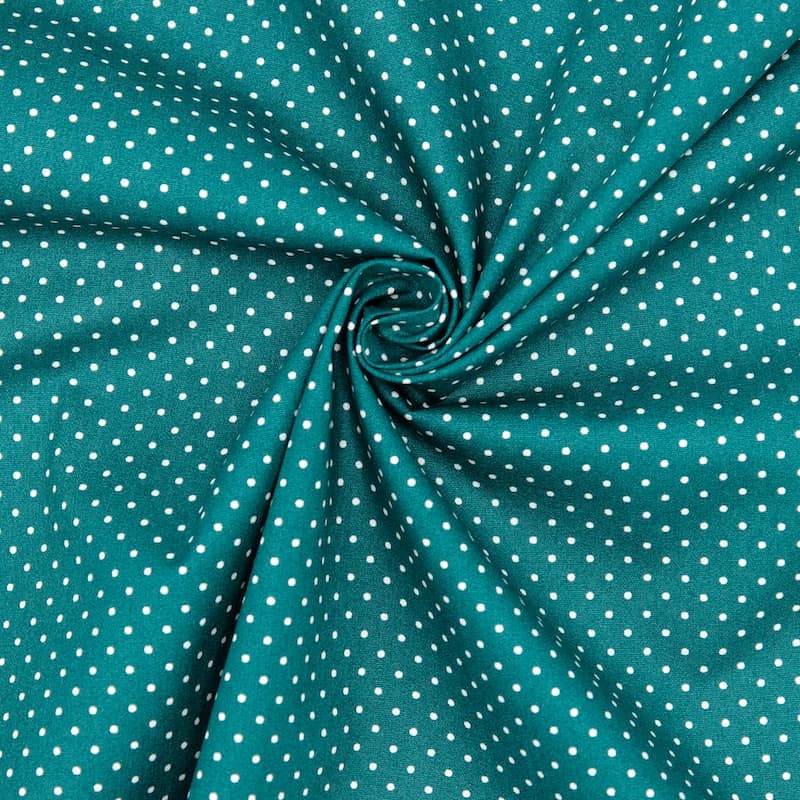 Cotton with dots - teal